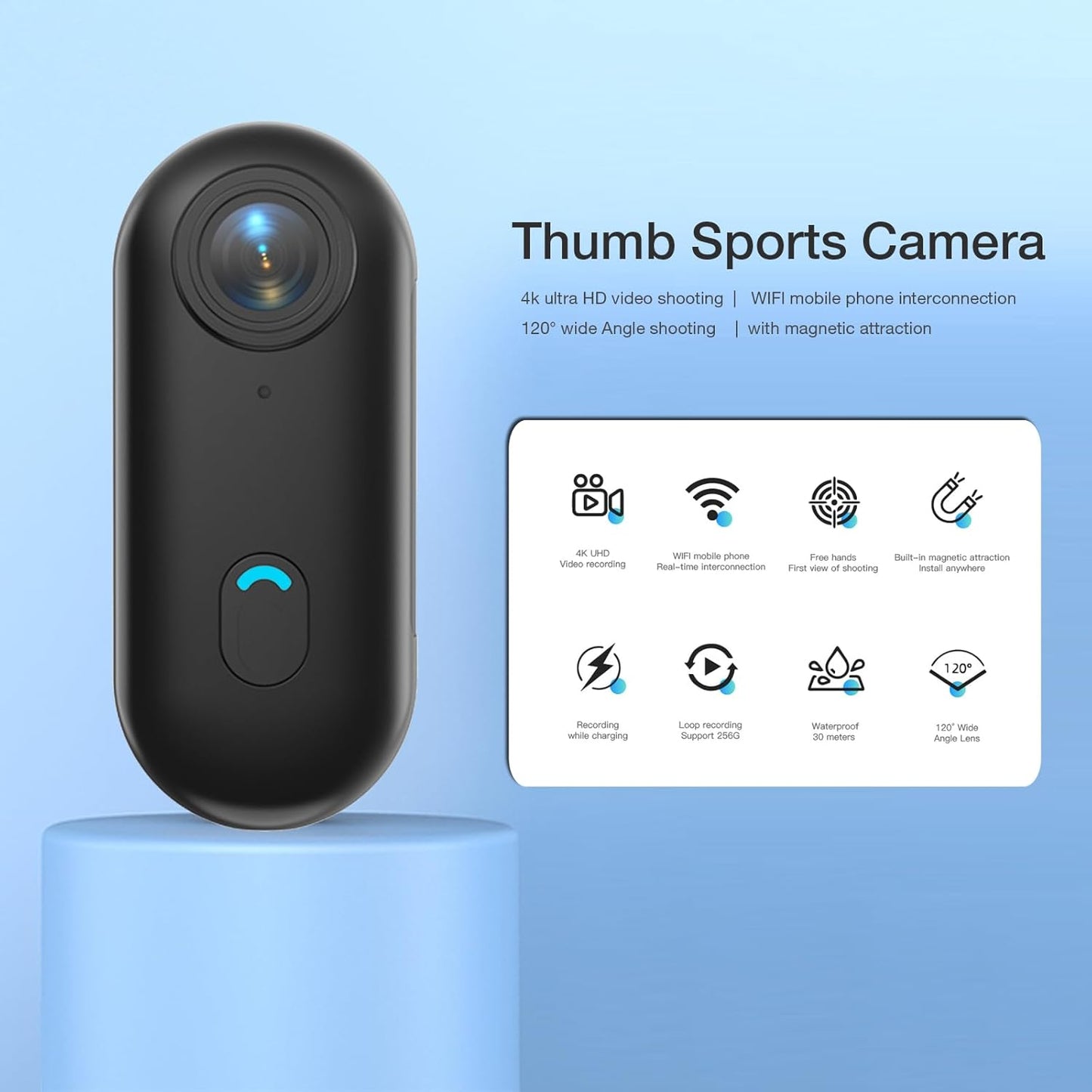 4K POV Camera– Magnetic Camera with Audio, Long Battery Life
